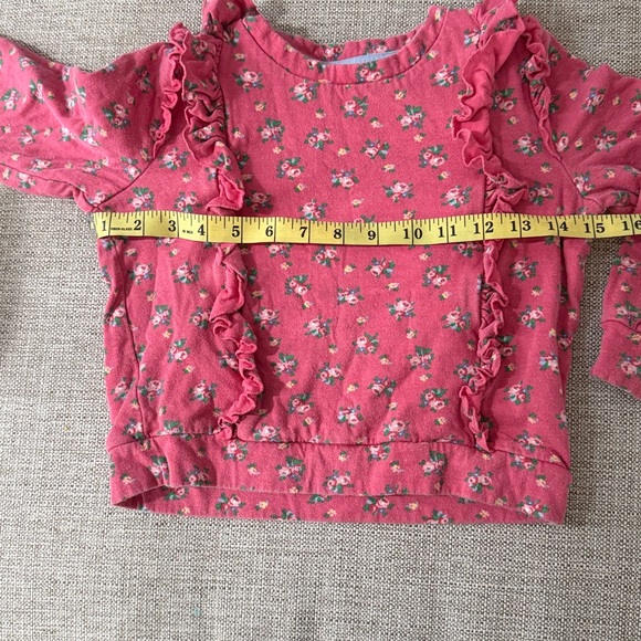 Boden Pink Floral Ruffle Sweatshirt - Picture 2 of 6